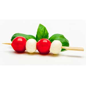 Apéro : Brochettes tomate-Mozza-Basilic