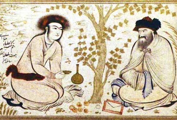 Riza_i-Abbasi_-_Princely_Youth_and_Dervish jardin persan