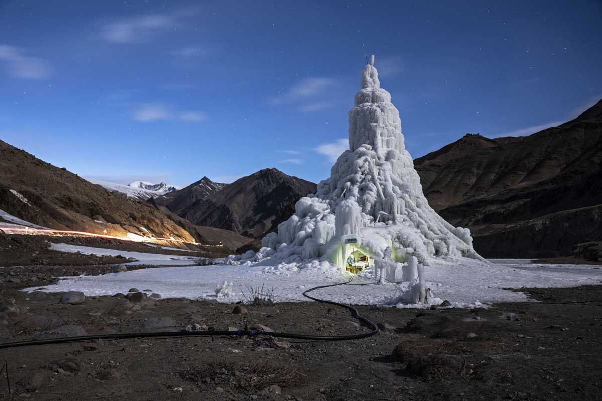 Ciril Jazbec, Ice Stupas , Ladakh 2019. © Ciril Jazbec • Migrations et Climat