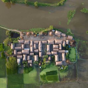 Les Français face au dérèglement climatique : inondations vue aérienne